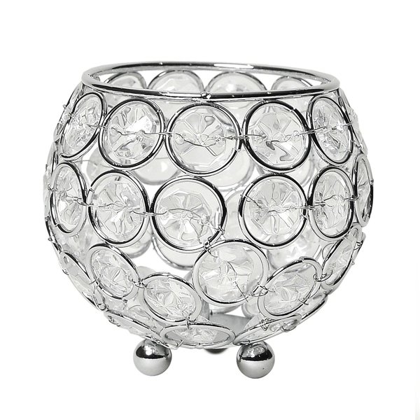 Elegant Designs Elipse Crystal and Chrome 3.75 Inch Circular Candle Holder HG1005-CHR